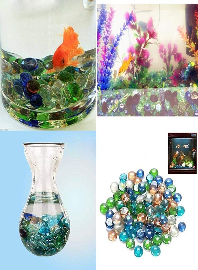 Aakriti Glass Gem Stone, Flat Round Marbles Aquarium Pebbles for Vase Fillers, Table Scatter, Landscaping, Aquarium Fish Tank, Crystal Rocks Approx 200 Pcs (Glass Gemstone Multi) - Image 2
